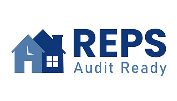 illustrated REPS Audit Ready logo blue with transparent background