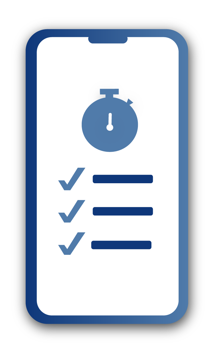 A glyph that resembles a phone with a stopwatch.